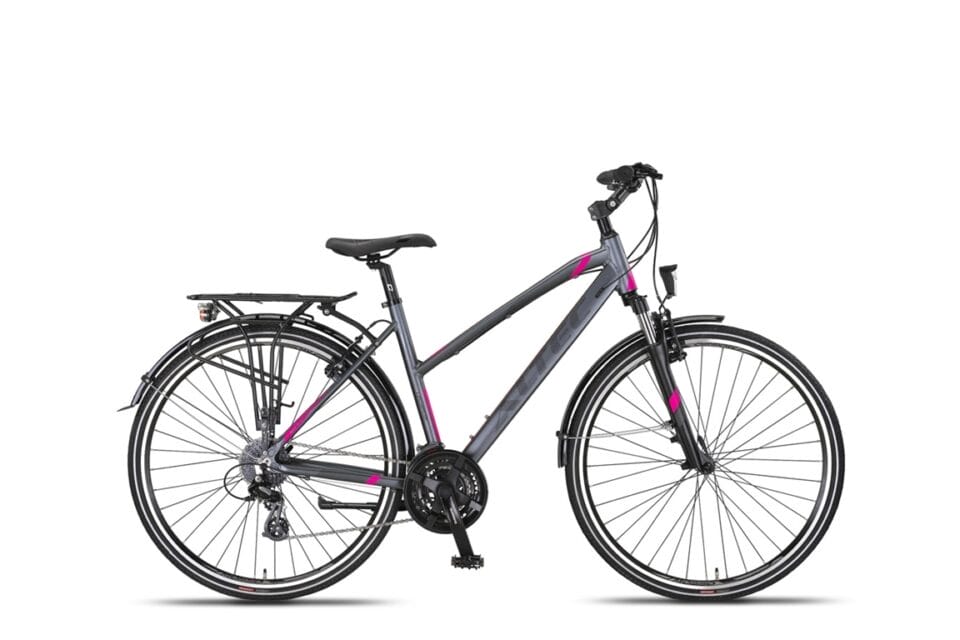 Bicicleta de dona Altec Legarda (CT) LSM de 28 polzades V-Bakes 24 velocitats. Antracita/rosa