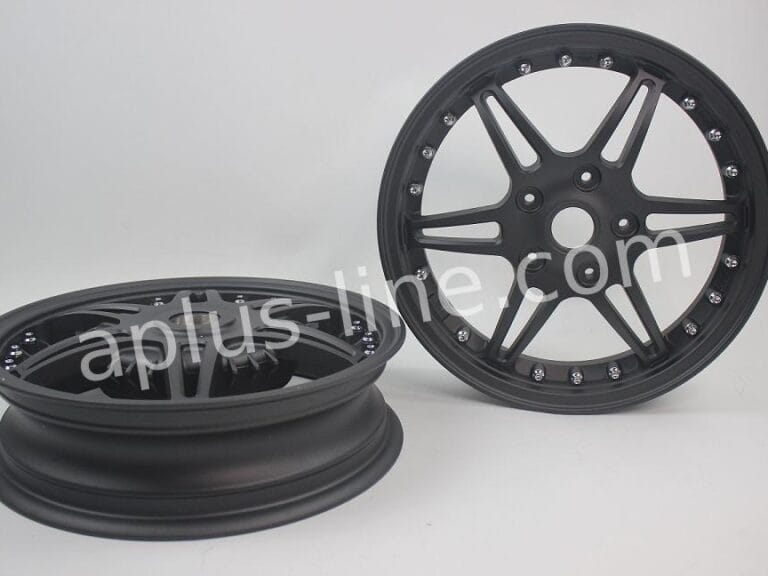 VELGEN SET APLUS (VOOR + ACHTER) PASSEND OP VESPA PRIMAVERA/SPRINT MAT BLACK EDITION - SPORT