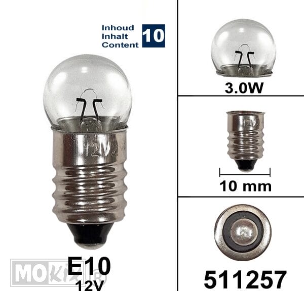 511257 LAMP E10 12V 3.0W BOSMA (10)