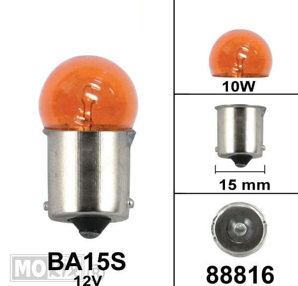 88816 LAMP BA15S 12V 10W AMBER glas (1)