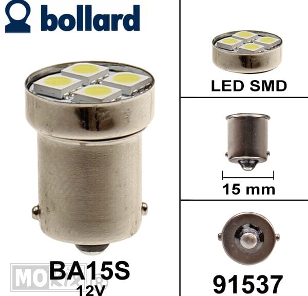 91537 LAMP BA15S 12V  LED SMD 18mm WIT (1)