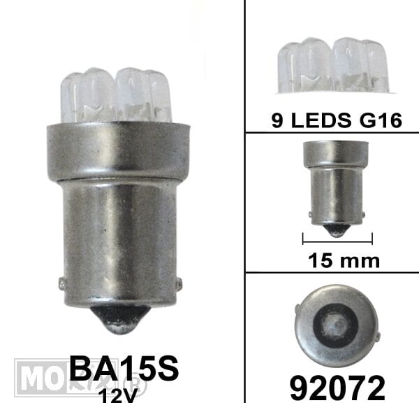 92072 LAMP BA15S 12V 9 LEDS G16 ORANJE (1)