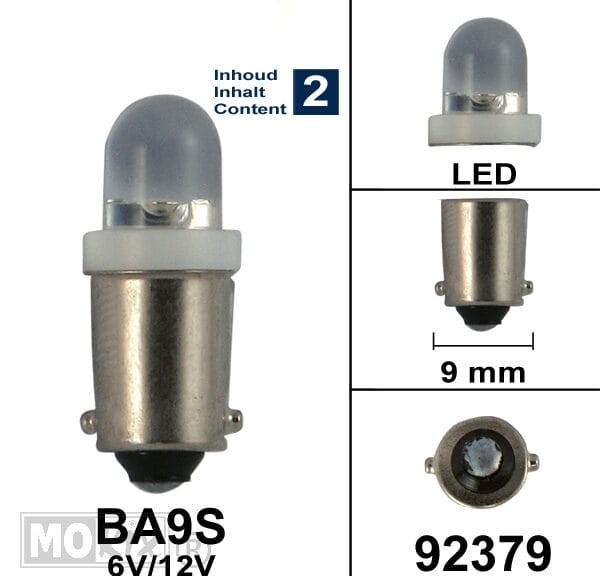 92379 LAMP BA9S  6V/12V LED WIT BOLLARD (2)