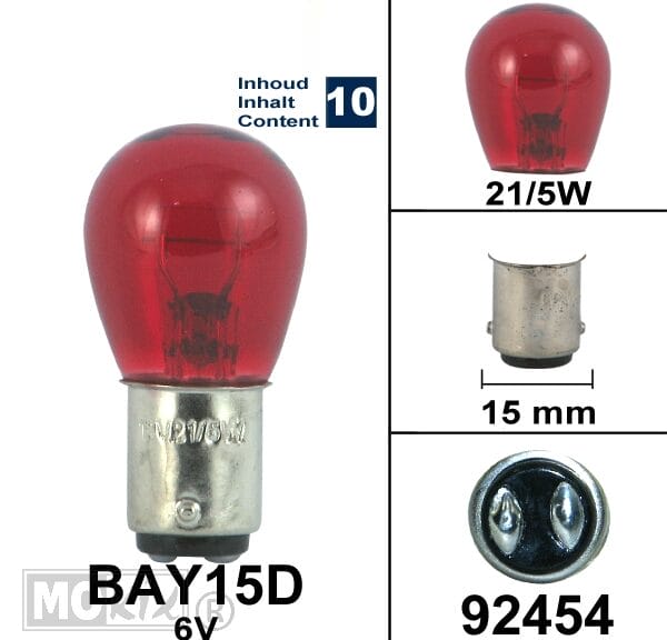 92454 LAMP BAY15D 12V 21/5W ROOD (10)
