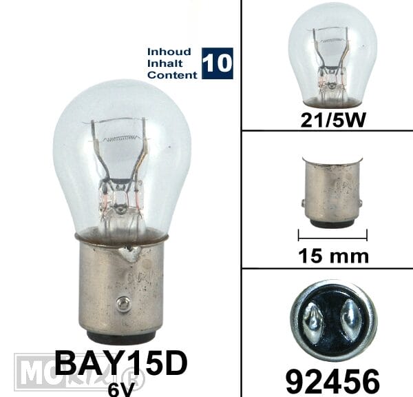 92456 LAMP BAY15D  6V 21/5W (10)