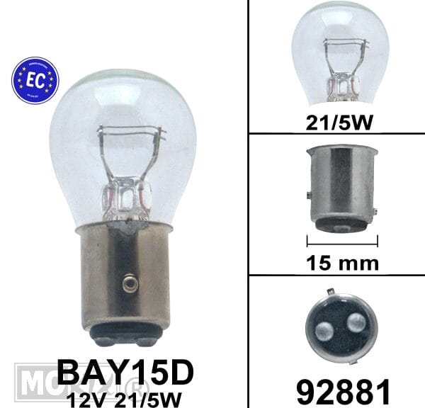 92881 LAMP BAY15D 12V 21/5W BOLLARD CE keur (1)