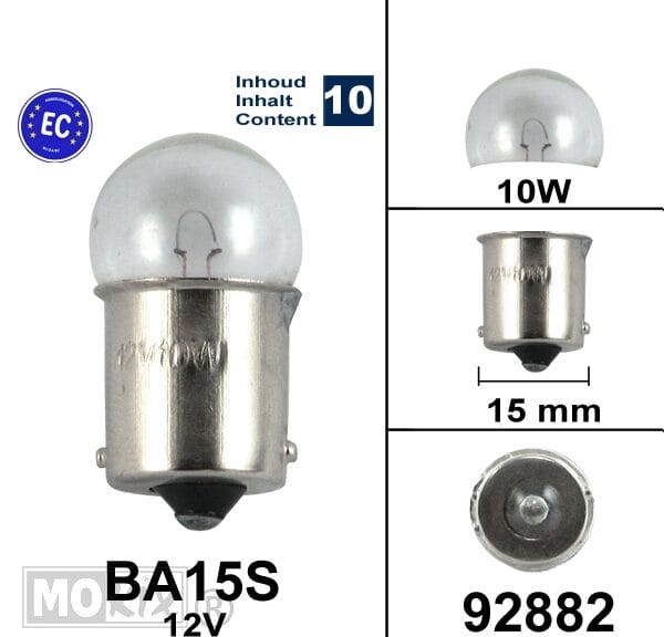 92882 LAMP BA15S 12V 10W BOLLARD CE keur (10)