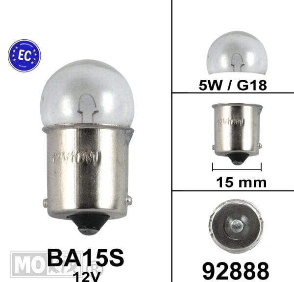 92888 LAMP BA15S 12V  5W G18  CE keur (1)