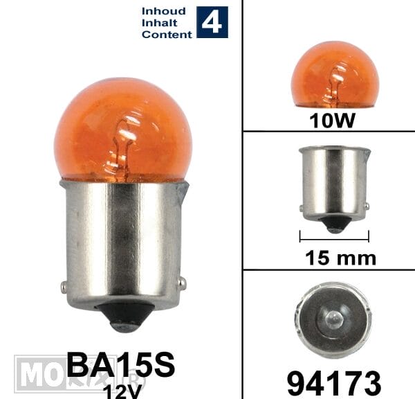 94173 LAMP BA15S 12V 10W ORANJE CE (4)