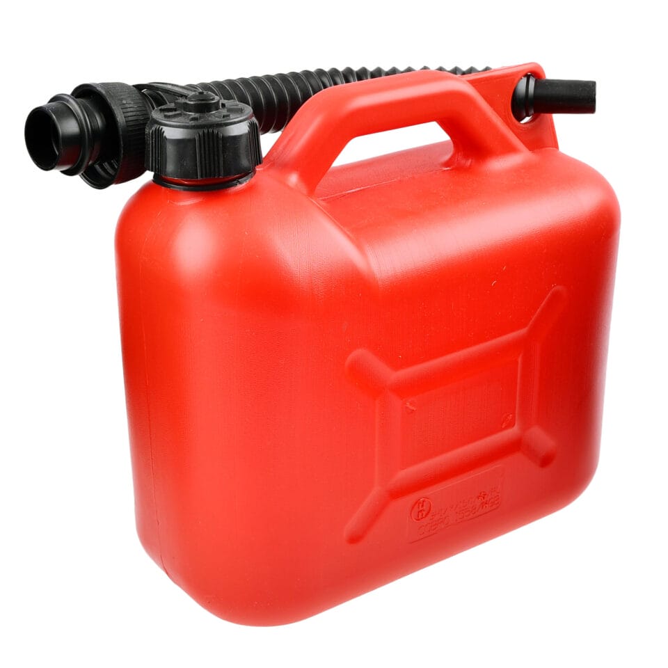 UNIVERSEEL Jerrycan / brandstof canister 5 Liter + trecht HDPE-materiaal kunstof rood