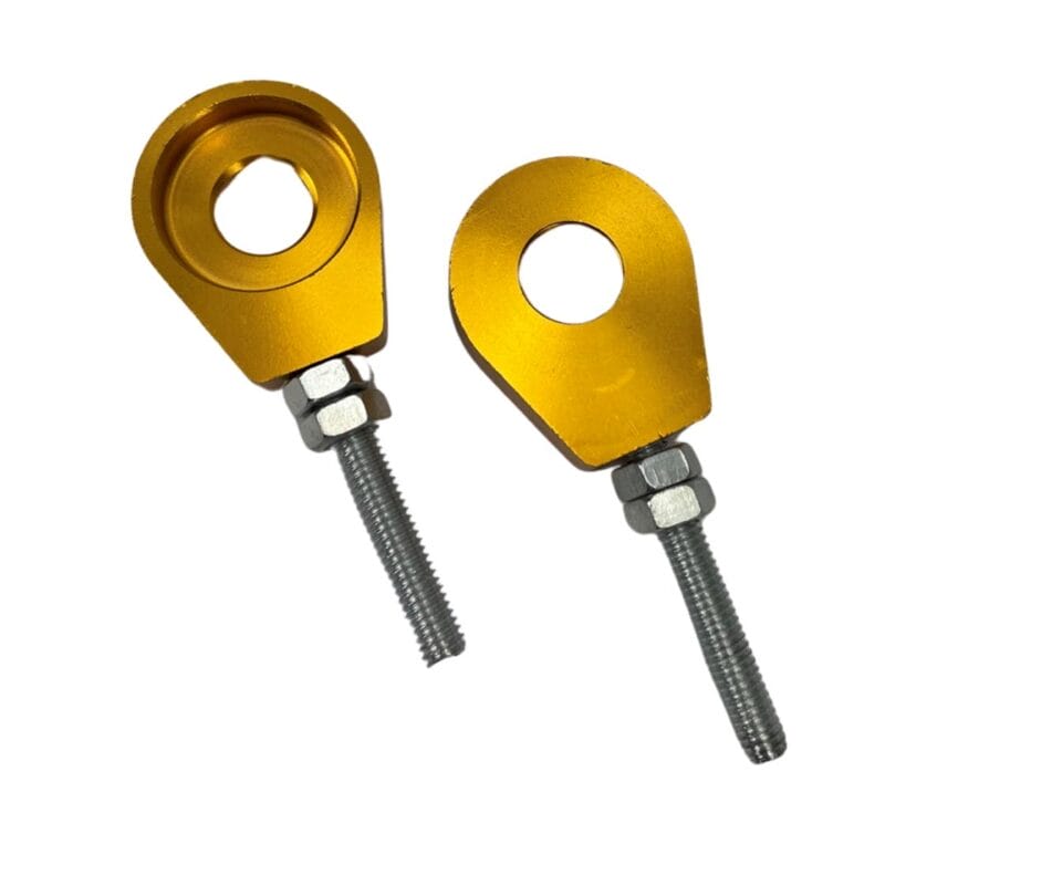 UNIVERSEEL PUCH MAXI TOMOS CHOPPER Kettingspanner M6 12mm CNC aluminium geanodiseerd goud set