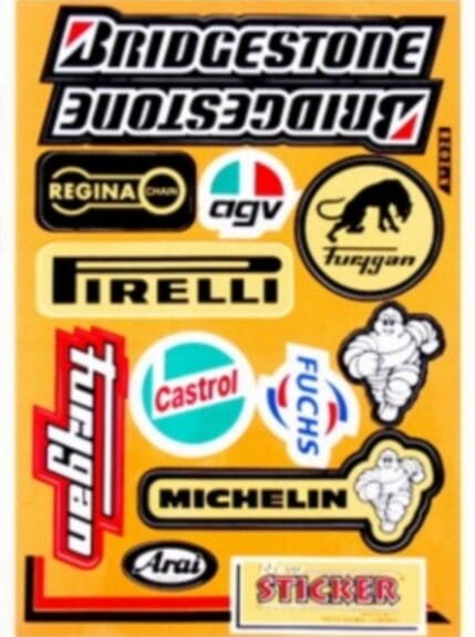 stickerset falko sponsor agv/arai/bridgestone/castrol/pirelli/regina 12-delig past op univ 982028