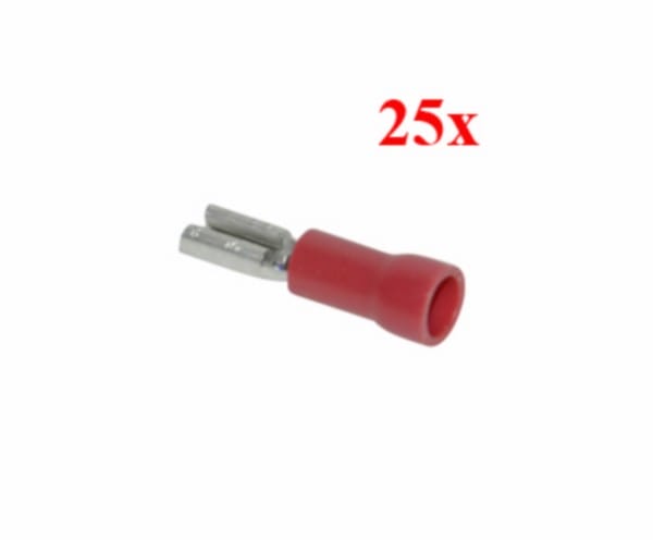kabelstekker plat vrouw 2.80mm rood 25pcs
