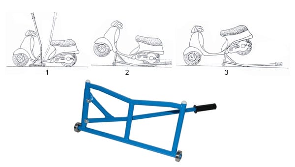 gereedschap DMP paddockstandaard blauw past op scooter