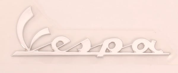 sticker Piaggio origineel woord [vespa] klein 10cm alu past op primavera