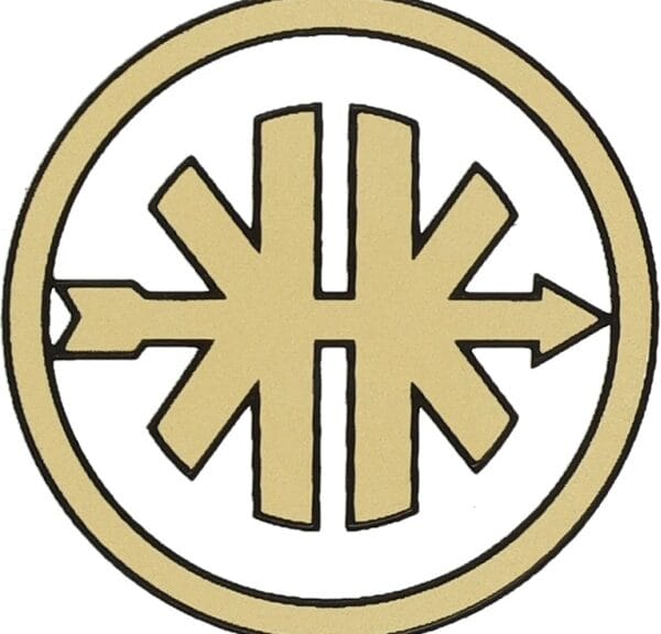 sticker rond logo 3.5cm zwart/goud past op kreidler