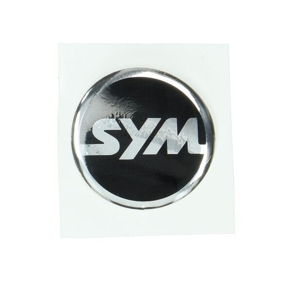 sticker sym logo rond zwart/chroom