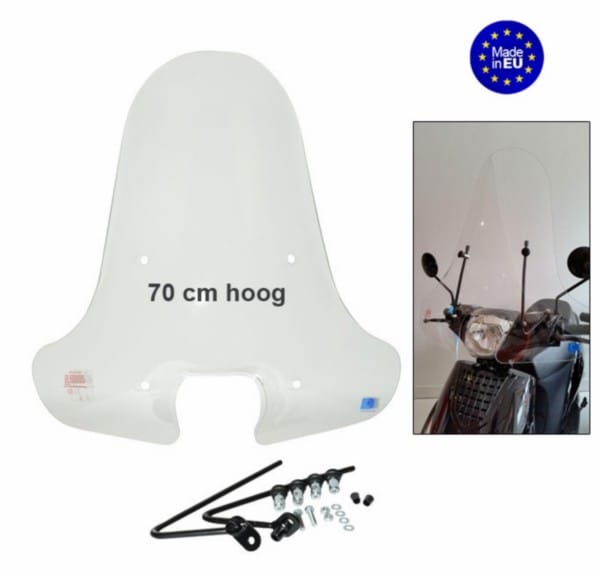 windscherm + bev. set (made in EU) hoog zip model china AGM btcstreet/sp50 70cm helder